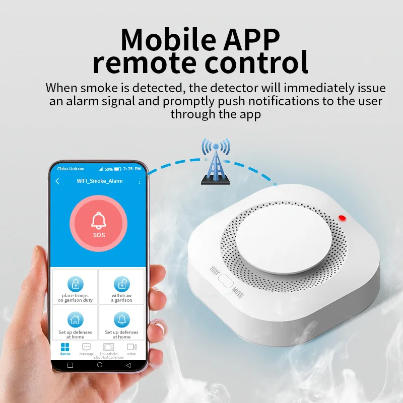 Tuya-Detector de humo estroboscópico inteligente, Wifi/Zigbee, 90DB, Sensor de alarma de incendio fuerte, Control por aplicación, alarma de humo para oficina y hogar, protección contra incendios