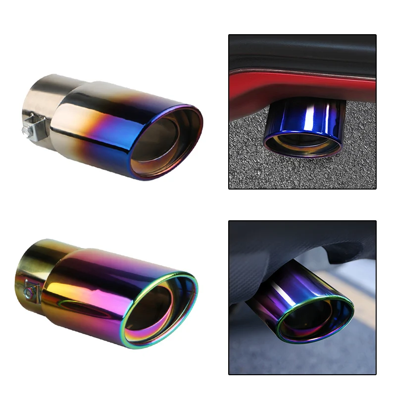 1PCS 2.5 "Inlaat Auto Auto Uitlaat Tip Pijp Rvs Chrome Trim Achter Staart Keel Voor de meeste Auto's