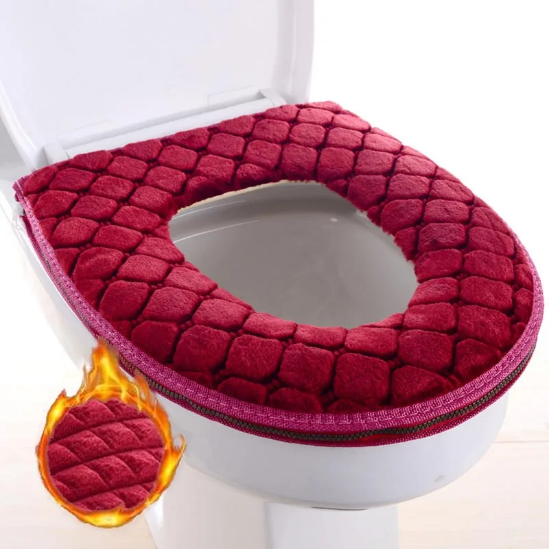 Cubierta de inodoro, modelos de cubierta de asiento de felpa, modelo Universal impermeable, anillo de inodoro, alfombrilla de baño con cremallera lavable, decorativa, 37x44cm