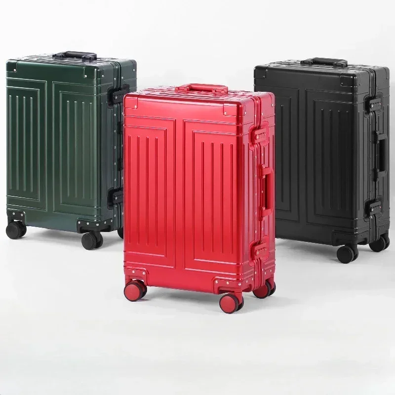 Alumínio-Magnésio Liga Mala, Universal Roda Trolley Box, Rolling Bagagem, Alta Capacidade Mala, 20 in, 24 in, 26 in, 29 in