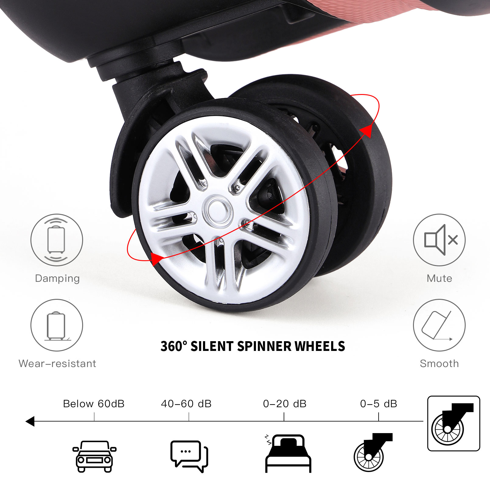 KONO-candado TSA para maleta con ruedas dobles, maleta con caja dura de TONO, carritos ligeros de ABS, M/L/XL