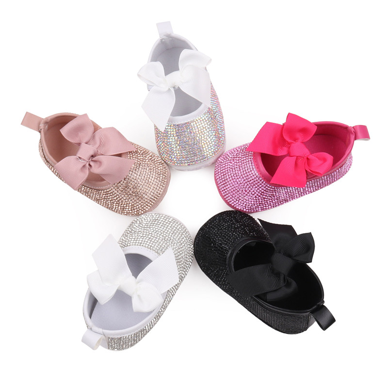 Laço de bebê menina-sapatos princesa, berço infantil, sola macia, primeiro caminhante recém-nascido, bonito, novo, primavera, outono