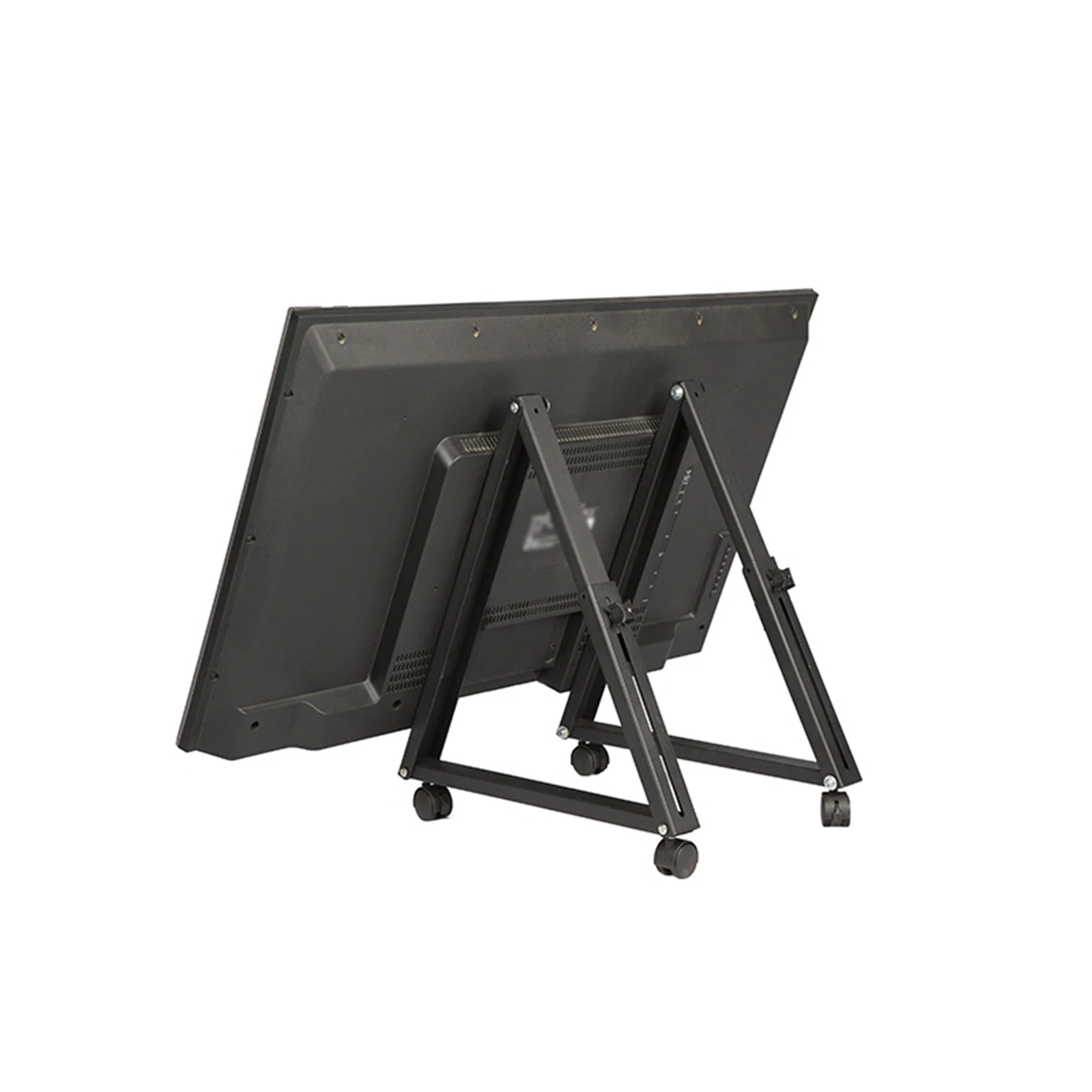 2x Low Height Mobile TV Stand Space Saving Stable Metal Rolling TV Stand with Wheel Monitor Floor Stand Cart for LCD Conferences