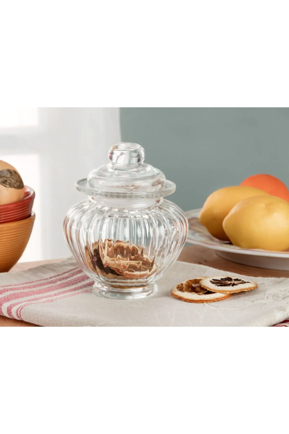 Stoples Mini/320 Ml, Tangki Penyimpanan Wadah Makanan Dilapisi Bambu Makanan Tinggi Disegel Tangki Kaca Dapur Berbagai Organizer Gandum