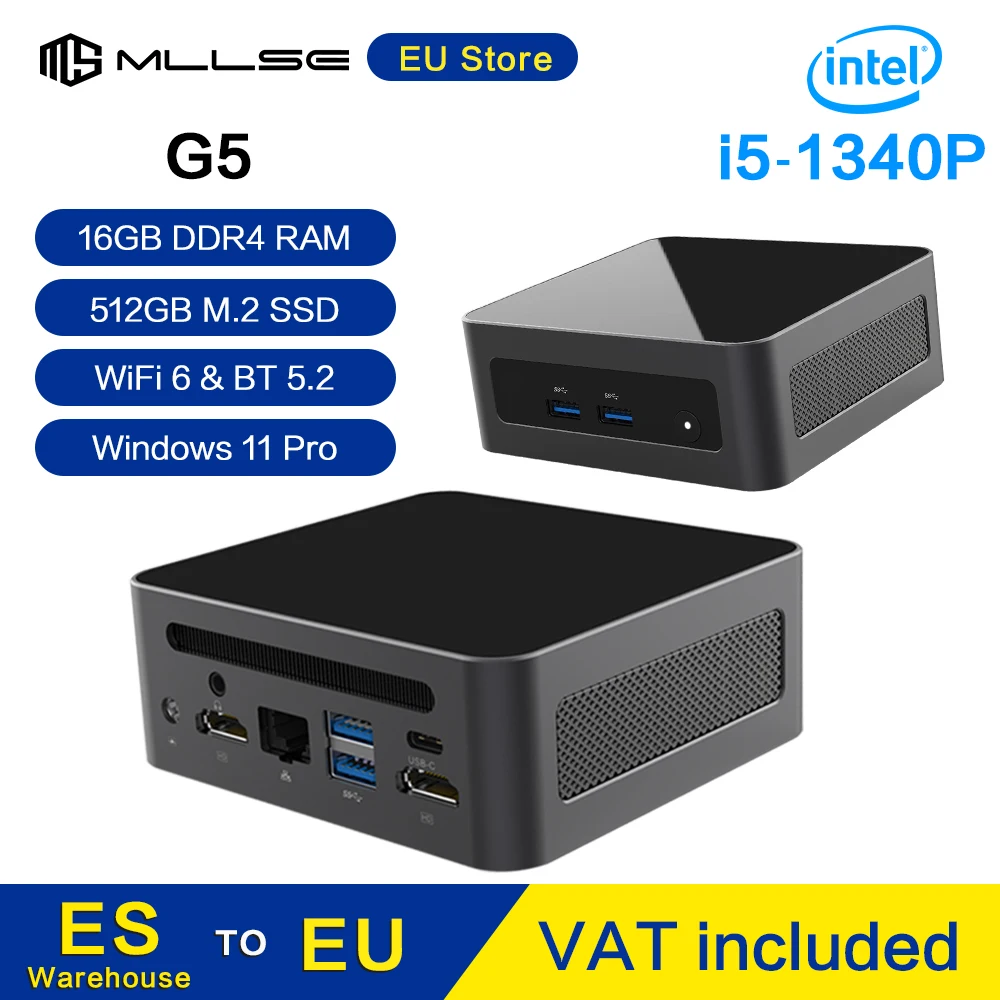 MLLSE G5 Mini PC Intel i5-1340P Windows 11 Pro Intel 12th DDR4 16GB RAM 512GB SSD WiFi 6 BT5.2 Computer da gioco desktop Mini Pc