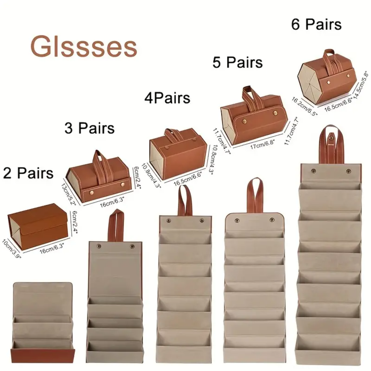 1pc 5/6 슬롯 PU 가죽 선글라스 보관 케이스 휴대용 접이식 안경 주최자 디스플레이 멀티 교수형 안경 홀더