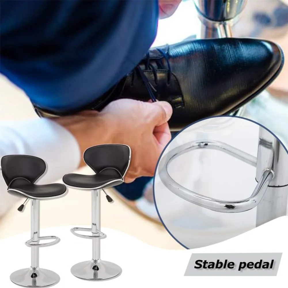 Set of 2 Bar Stools, Counter Height Adjustable Bar Chairs with Back Barstools PU Leather Swivel Bar Stool