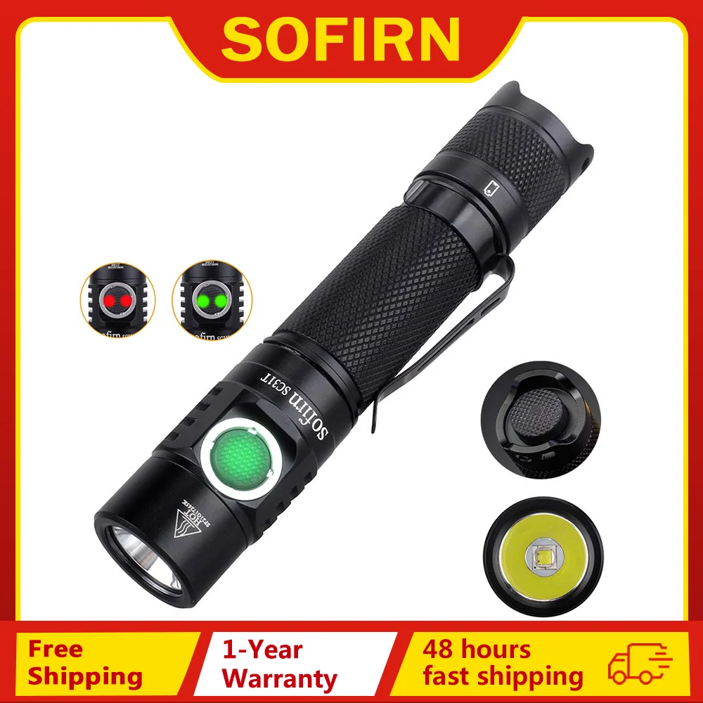 Sofirn SC31T 18650 Chiến Thuật Đèn Pin USB C Sạc Đèn LED SST40 2000LM 5000K/6500K