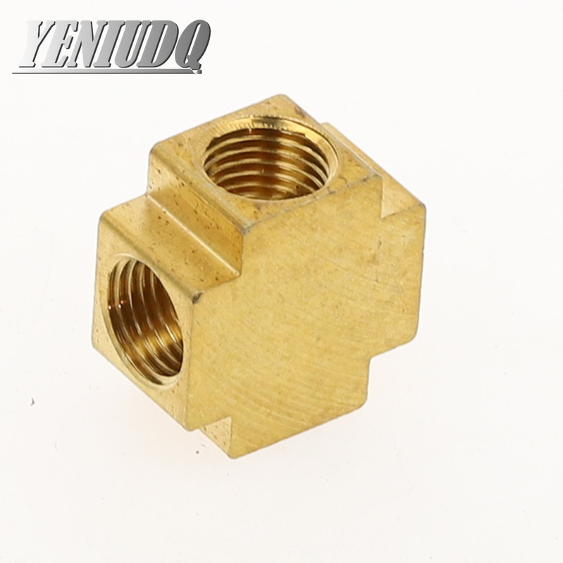 1 Uds. Accesorios de tubería de latón BSP rosca macho hembra codo recto junta de tuerca de enchufe de 3 vías y 4 vías, conector de acoplador adaptador de latón