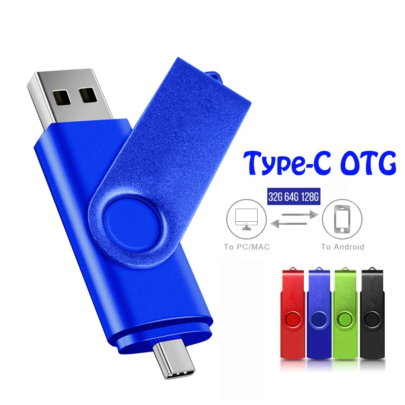Metalen OTG 2 IN 1 Type C pen drive 128GB usb memory stick 4GB 8GB 32GB 64GB 128GB cle usb cle usb flash drive memoria usb
