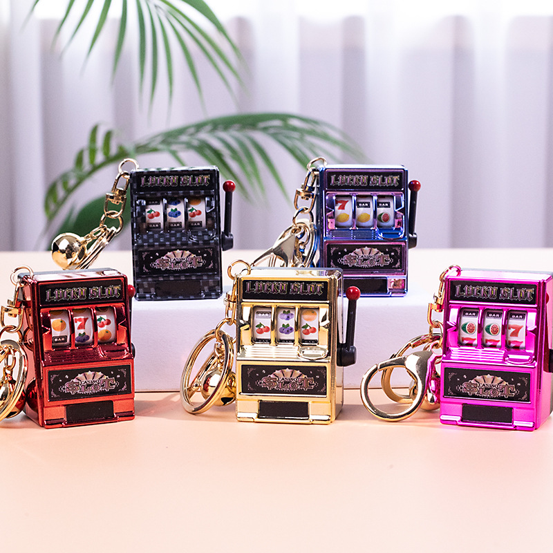 Mini machine à sous de fruits porte-bonheur Jackpot, porte-clés d'arcade, cadeau d'anniversaire, jouet à pièces, jeux de machine à jouer, 1PC
