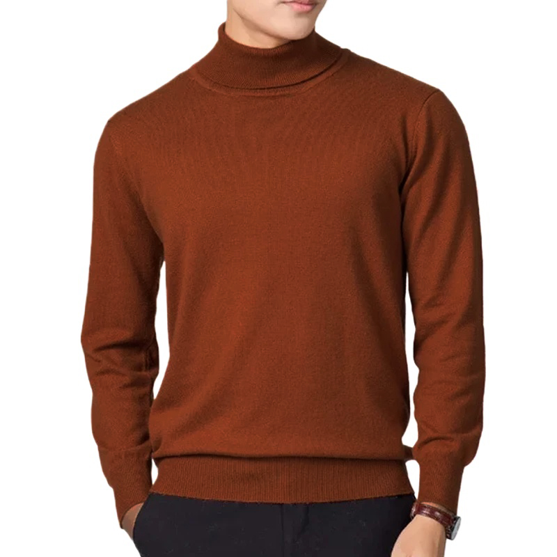 Nuevo Jersey de punto grande para hombre, suéteres de negocios de manga larga con cuello alto, ropa de calle de Color sólido, chaqueta de invierno para exteriores, abrigos