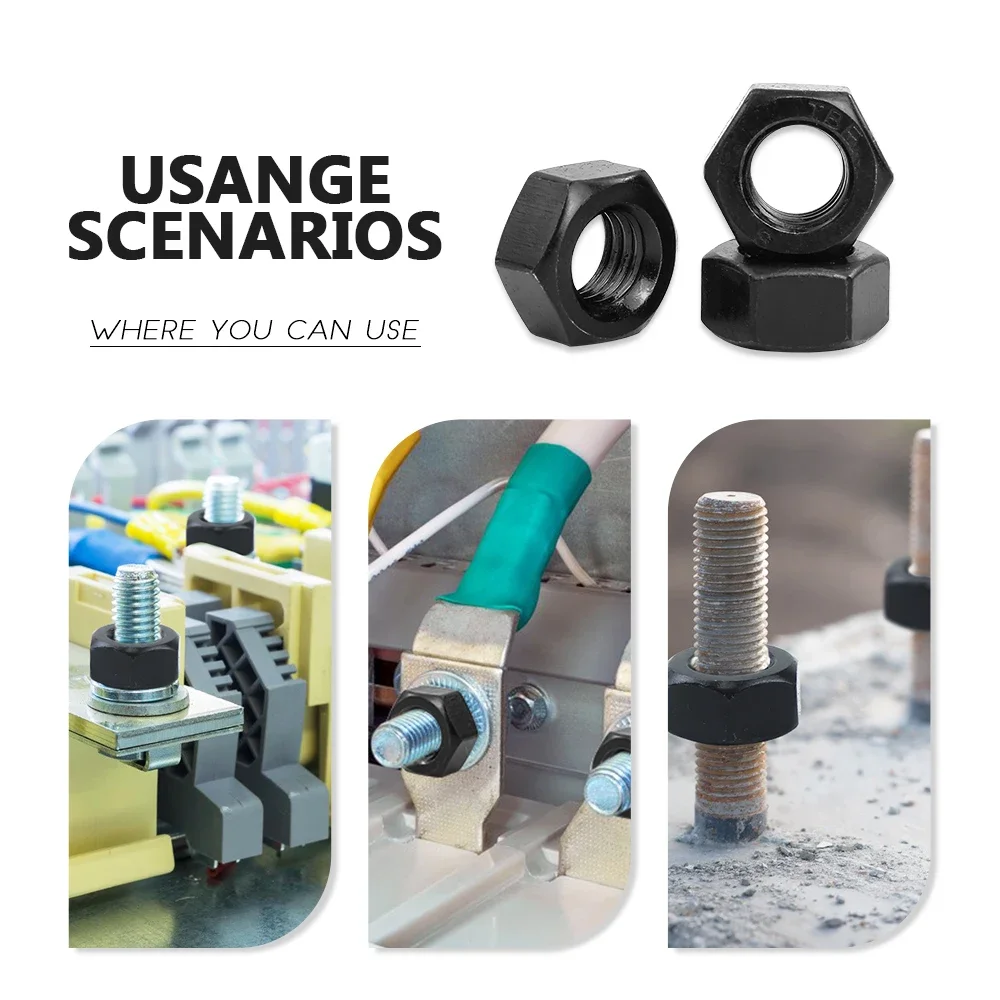 Màu Đen Hình Lục Giác Hex Nuts M2 M2.5 M3 M4 M5 M6 M8 M10 M12 M14 M16 M18 M20 M22 M24 M27 carbon Thép Metric Hex Nuts