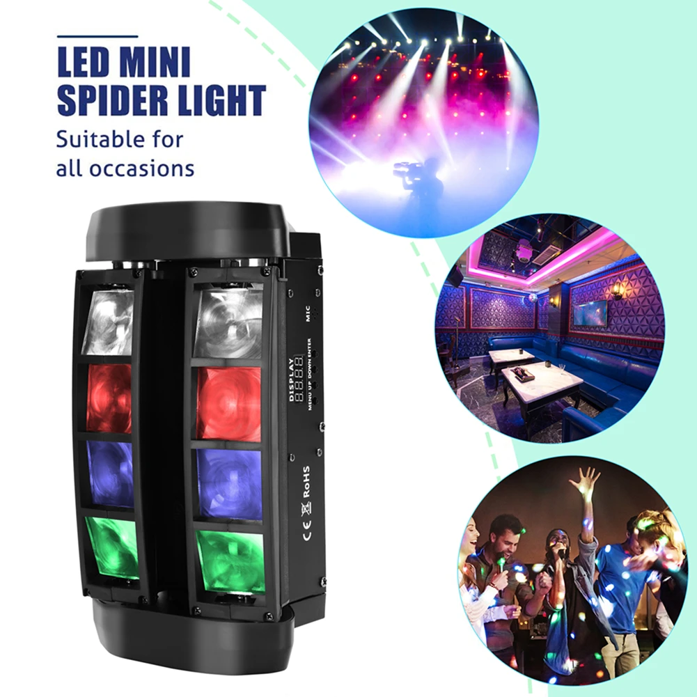 Yiflamefly Spider Stage Light Moving Head Light with 8x10W RGB LEDs Beam DJ Lights For Party Disco Wedding Live Stage Lighting