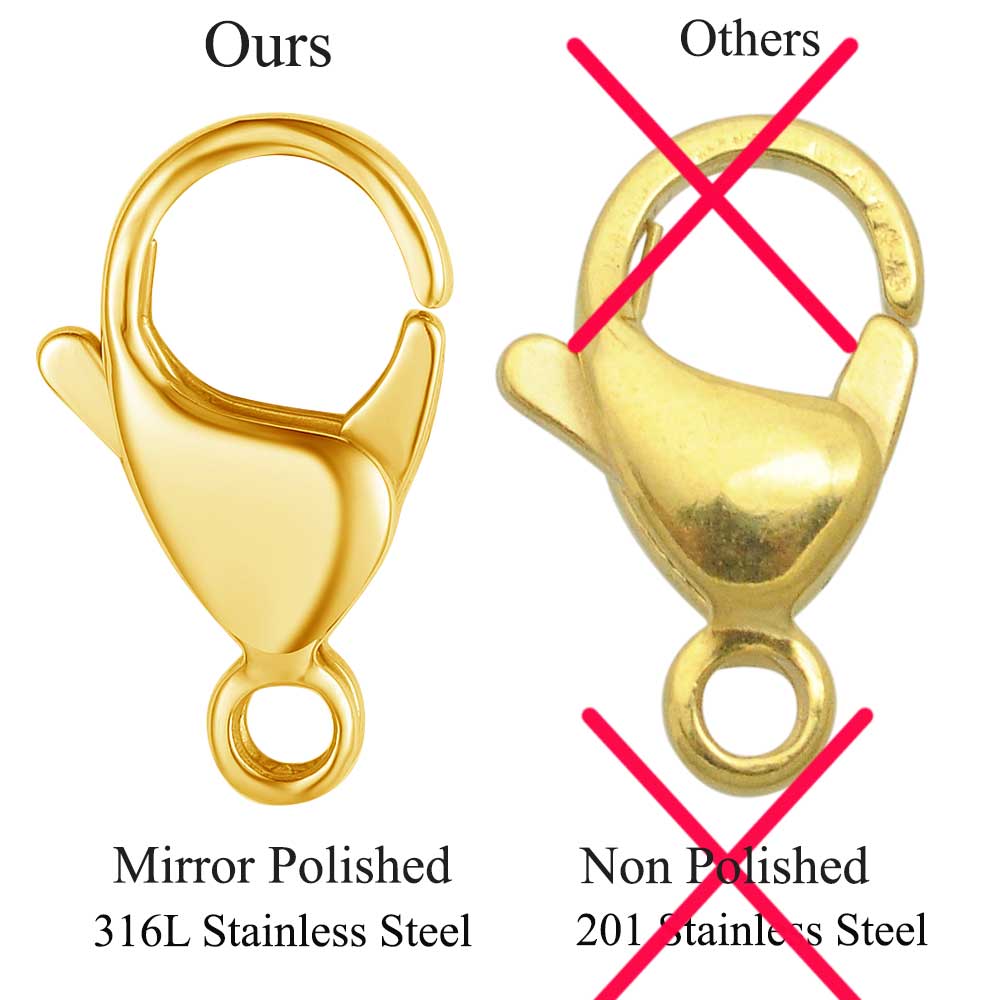 10 ชิ้น/ล็อตกระจกขัดเงา 316L สแตนเลส Lobster Clasp 9-19 มม.ไม่เคยเลือน DIY เครื่องประดับ Clasps สําหรับสร้อยคอสร้อยข้อมือทํา