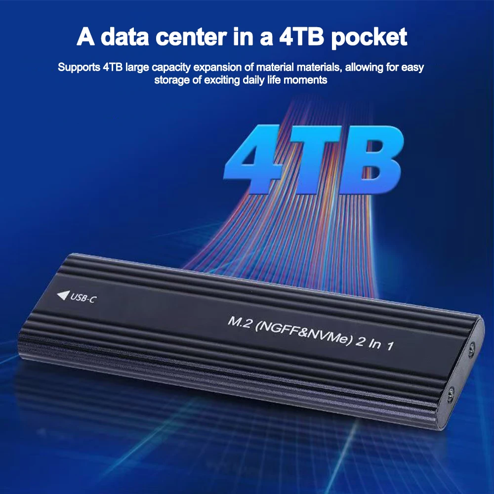 Корпус M2 SSD NVME SATA Dual Protocol M.2 to USB Type C SSD Enclosure Адаптер NVME SATA SSD Disk Box Поддержка клавиш M и клавиш B&M
