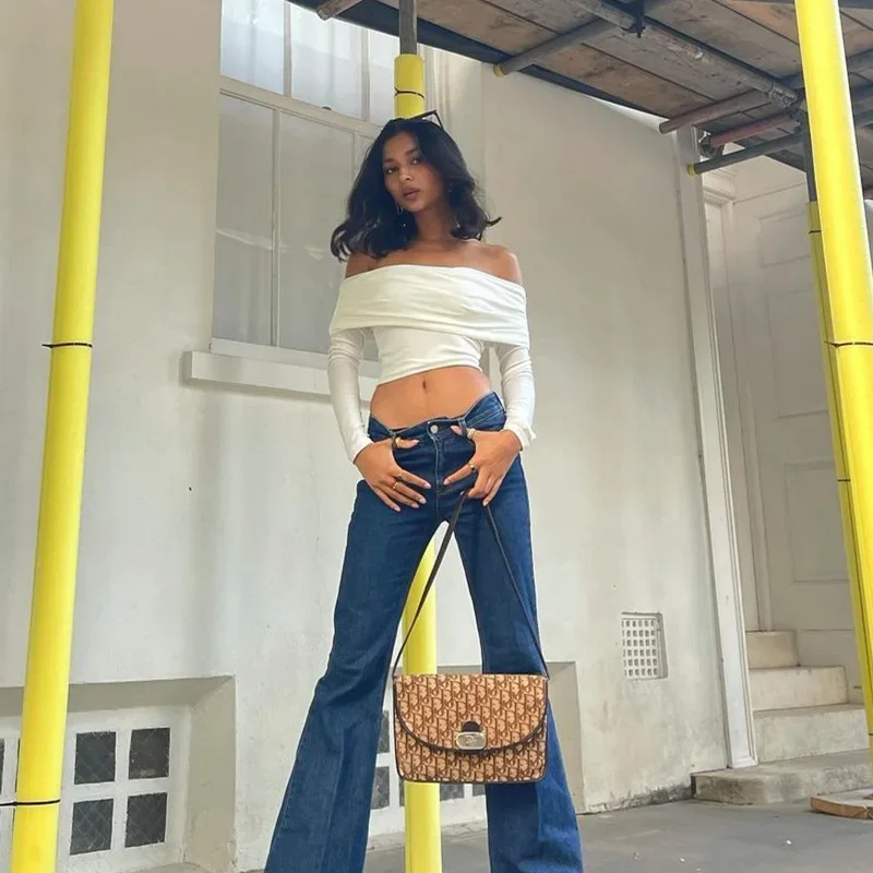 女性オフショルダー長袖スリムトップスとブラウスメッシュシャーリングクロップトップス夏秋 Y2K セクシーなエレガントなシャツ女性