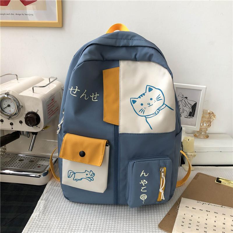 Ciencias de mochilas sencillas para estudiantes de secundaria, mochilas escolares de gran capacidad para estudiantes de primaria, bonito patrón de gato