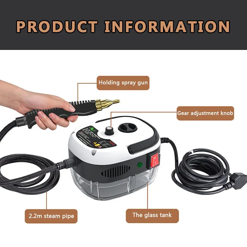 Máquina de limpieza a vapor multiusos para el hogar, alfombra de automóvil, suelo, ventana, máquina de limpieza a vapor de alta presión manual