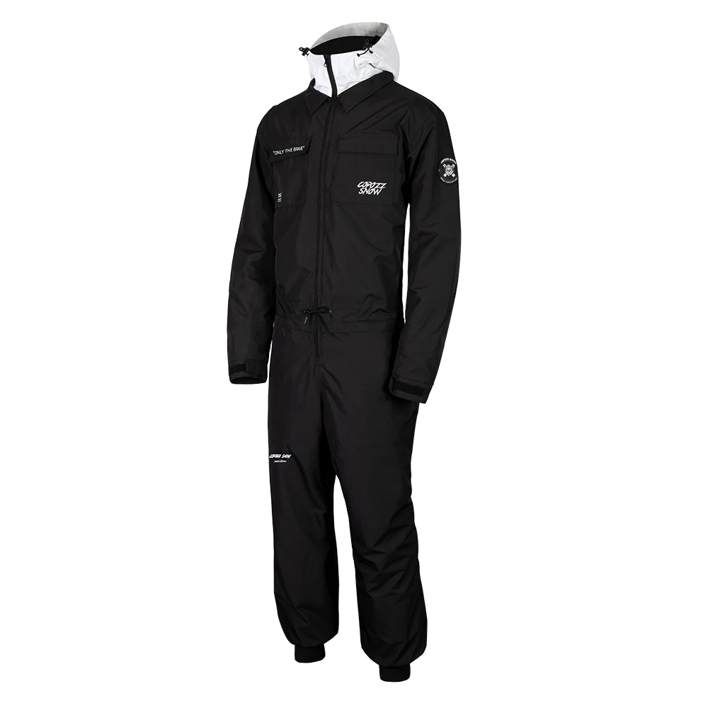 Macacão de esqui de uma peça grosso das mulheres dos homens esportes ao ar livre jaqueta de snowboard quente terno de salto à prova dwaterproof água roupas de inverno macacão com capuz