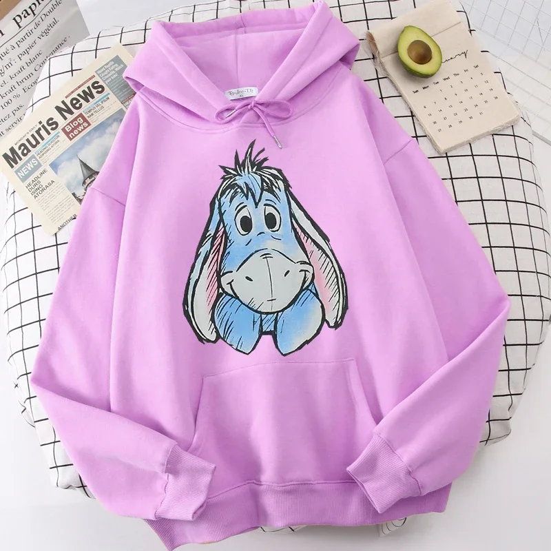 Sudaderas con capucha de dibujos animados para mujer, sudaderas con capucha de Winnie the Pooh y Honey Eeyore, Tops de manga larga con bolsillos, sudaderas de invierno con capucha a la moda