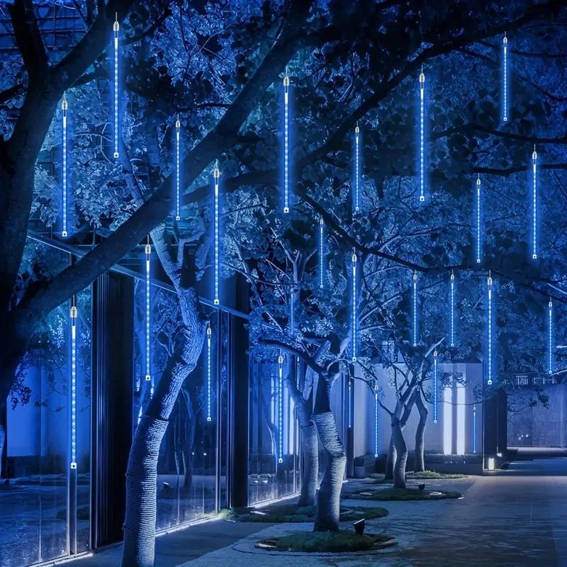 Urlaub Fee Lampe 32/24/16/8 Röhren Meteorschauer LED String Licht Outdoor Street Party Girlande Garten Weihnachtsbaum Dekoration