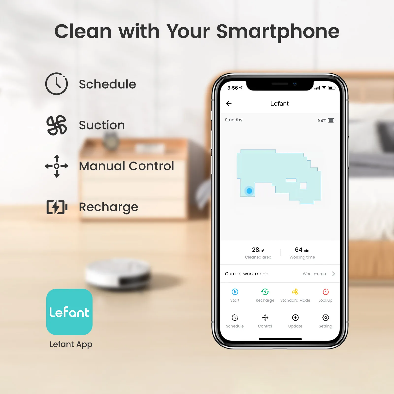 Lefant M210 Robot Vacuum Cleaner,120 Mins Runtime, Automatic Self-Charging,Wi-Fi/App/Alexa Control,smart Home appliance