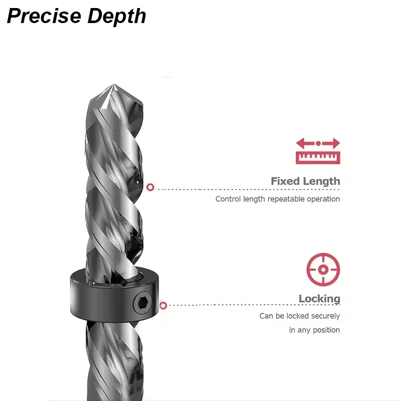 Drill Stoper Collar Set Stop Bit Ring Shaft Limit Metric Lock Steel Press Depth Ajustable Positioner Hole Guide Woodwork Tool