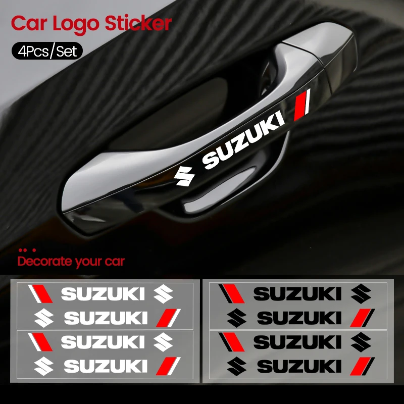 4 Uds. Pegatinas para manija de puerta de coche, calcomanías para espejo retrovisor de neumático para Suzuki SX4 Grand Swift Jimny Vitara Baleno Alto, accesorio