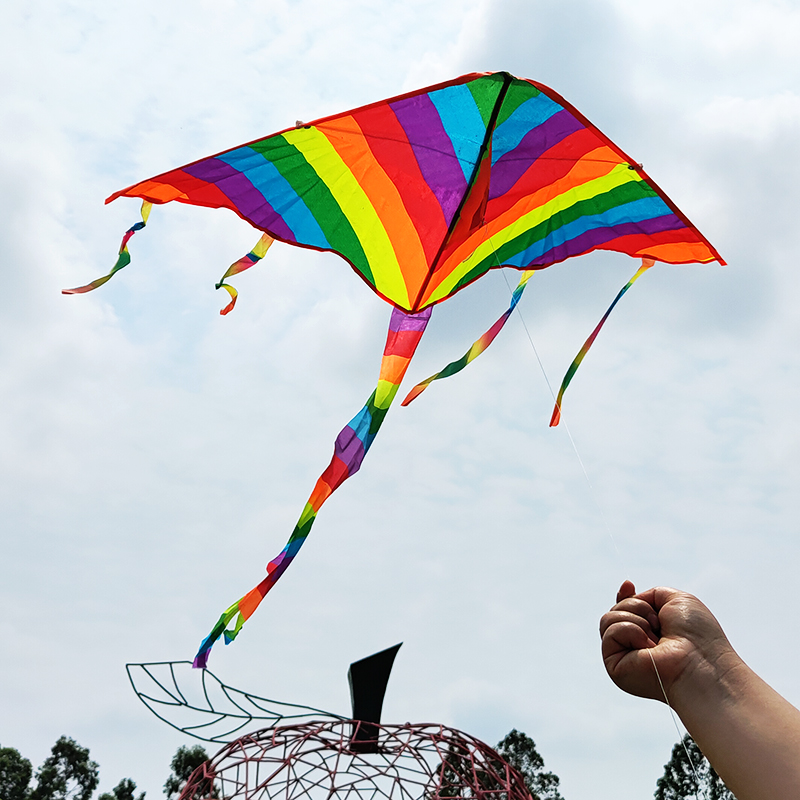 Novo design de pipa arco-íris, moda fácil voando, pipas de cauda longa com linha voando brinquedos kite para crianças esportes divertidos ao ar livre