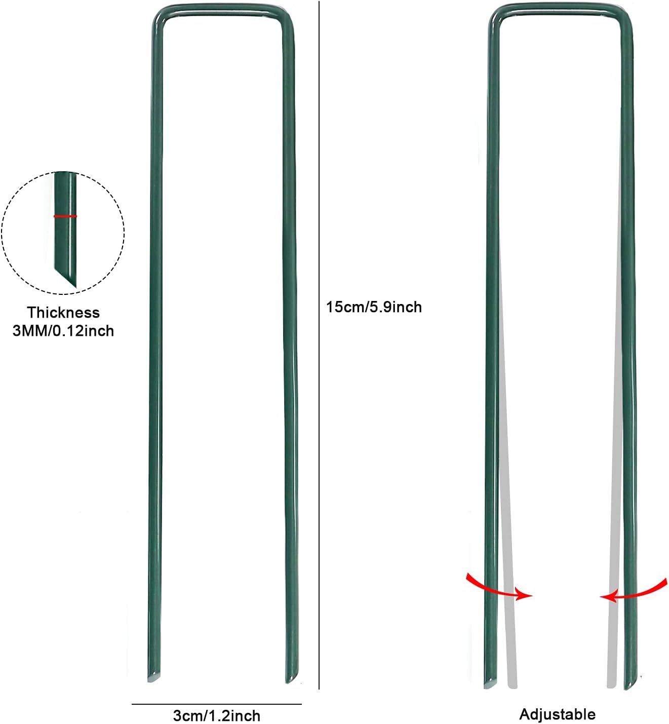 100 Uds Grapas para Jardin Verde, Claos Cesped Artificial, Piquetas para Cesped Galvanizado Artificial, Grapas Cesped Artific