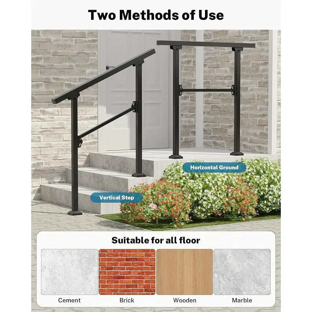 Outdoor Indoor Handrails Steps Adjustable Wrought Iron Railings Stair Railing Easy Install Safety Support Durable Non Slip