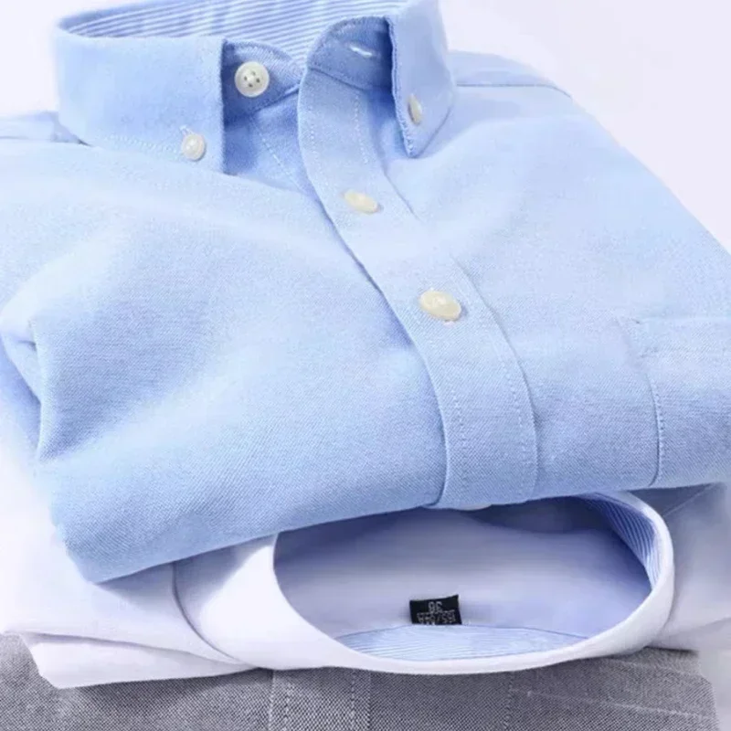 Herren-Oxford-Textilhemd, lässig, langärmelig, einfarbig, Herrenmode, Slim-Fit, Business-Hemd, Flut, Großhandel