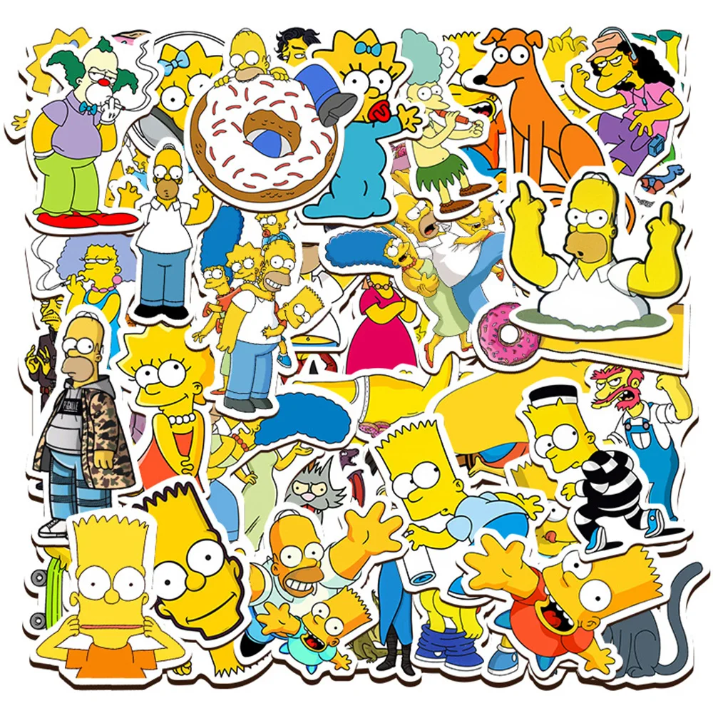 10/30/50 Uds. Pegatinas de dibujos animados de Los Simpson Graffiti DIY monopatín portátil equipaje motocicleta bicicleta PVC pegatinas impermeables