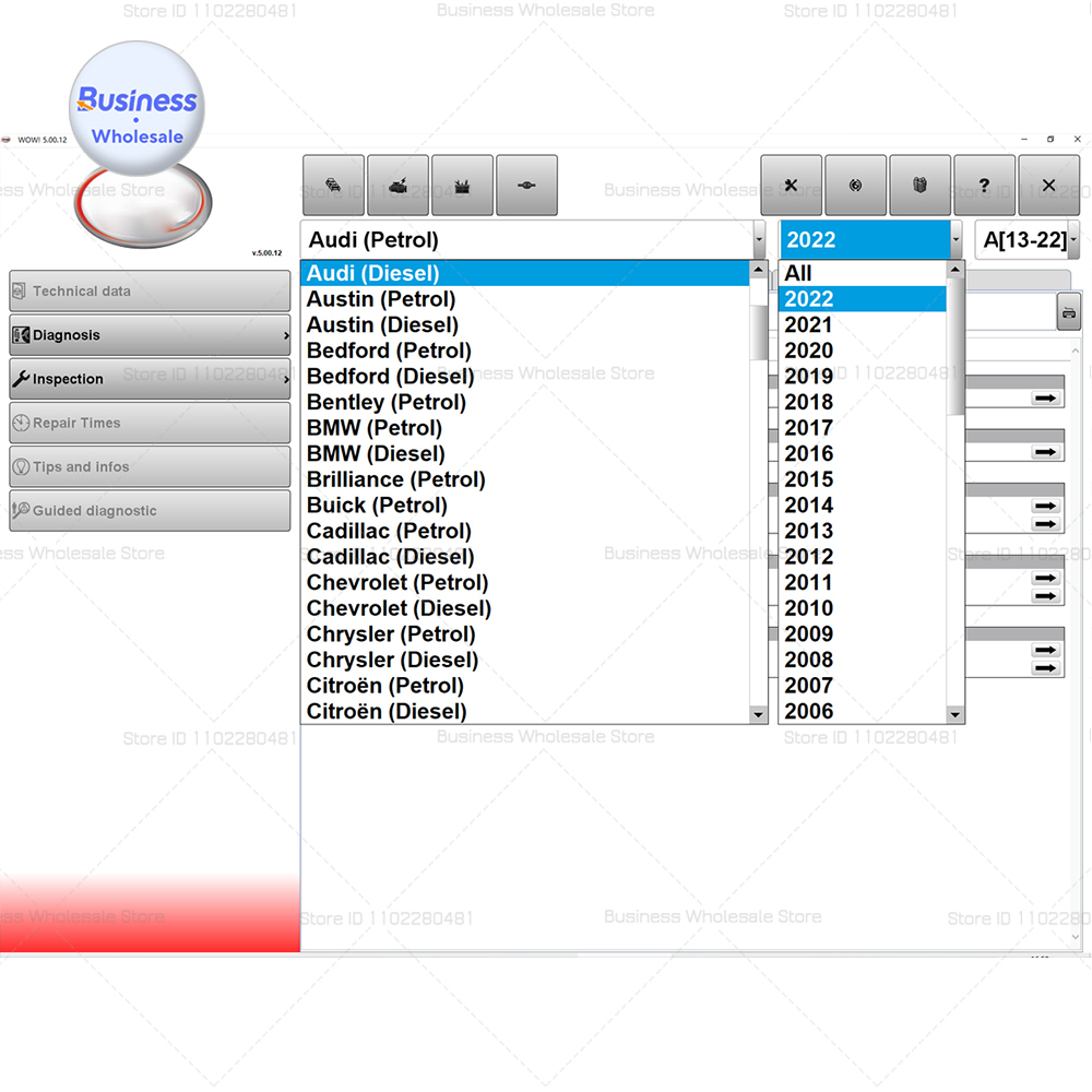 Autos Diagnosesoftware Wu-RTH W-O-W V5.00.12 5.00.8 R2 mit Kengen Clear Fehlercodes Mehrsprachige Reset-Funktion 2025 HEISS