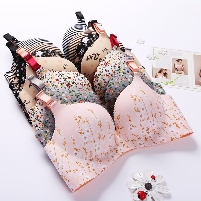 Reggiseno senza cuciture con stampa floreale da donna Lingerie sexy Reggiseni push up floreali Intimo intero