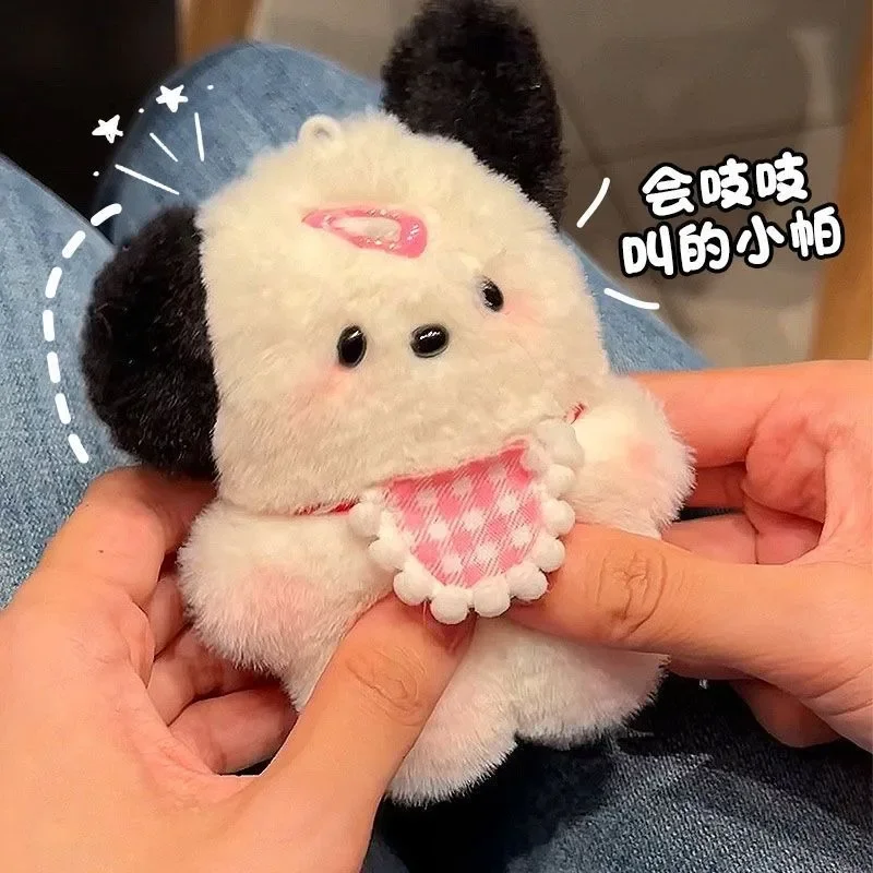Новый Kawaii Sanrio скрипучий плюшевый брелок-подвеска игрушка мультфильм милый Pochacco креативная кукла брелок для рюкзака аксессуары подарок