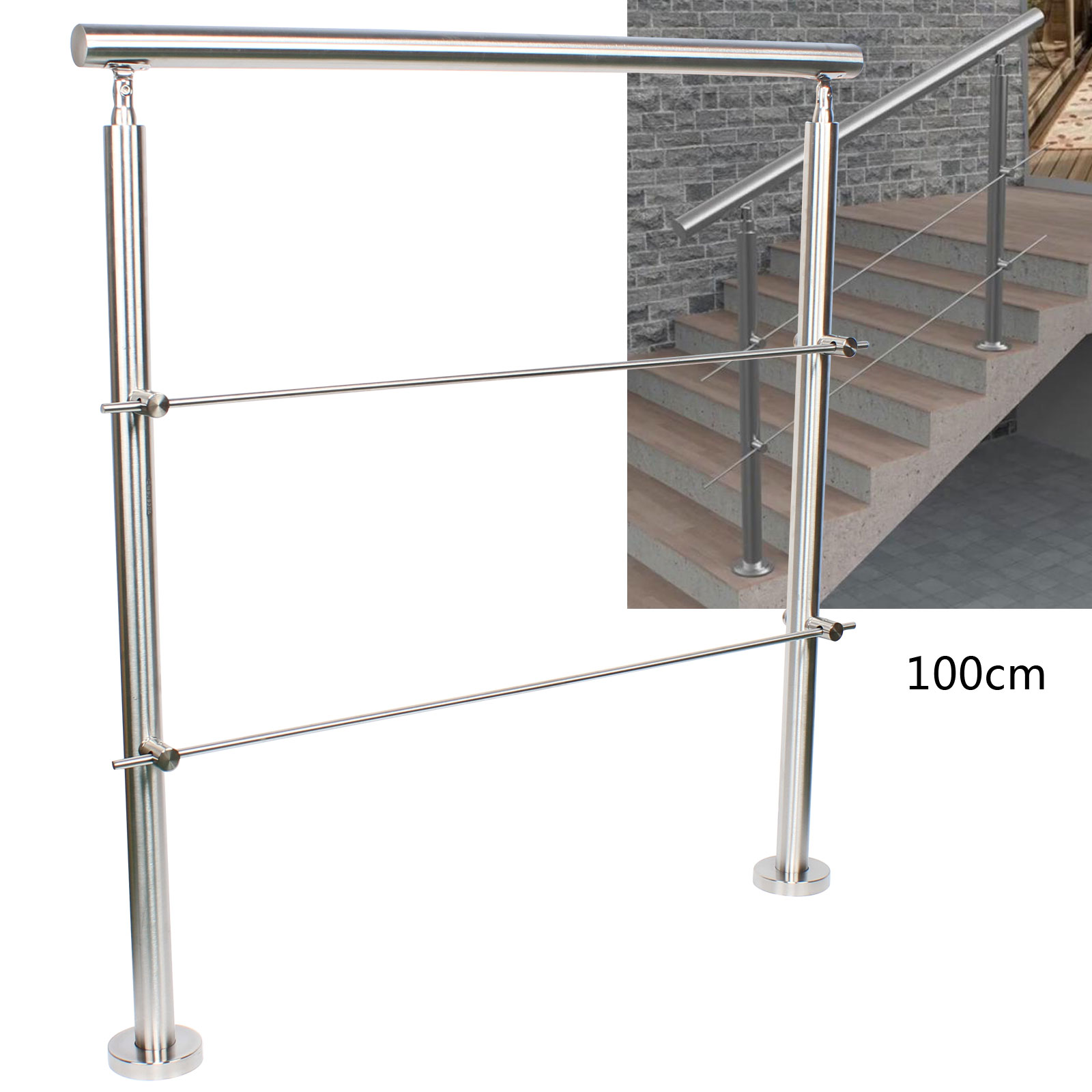 Outdoor Handrail Safety Grab Rail 2-3 Step Stair Railing Kit Stainless Steel Stair Handrail Stair Railing