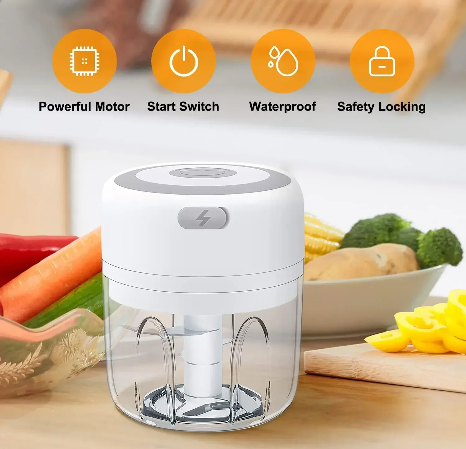 Wireless Electric Garlic Masher Machine Meat Grinder Mincer Auxiliary Food Machine 100/250ml Chili Vegetable Crusher Masher