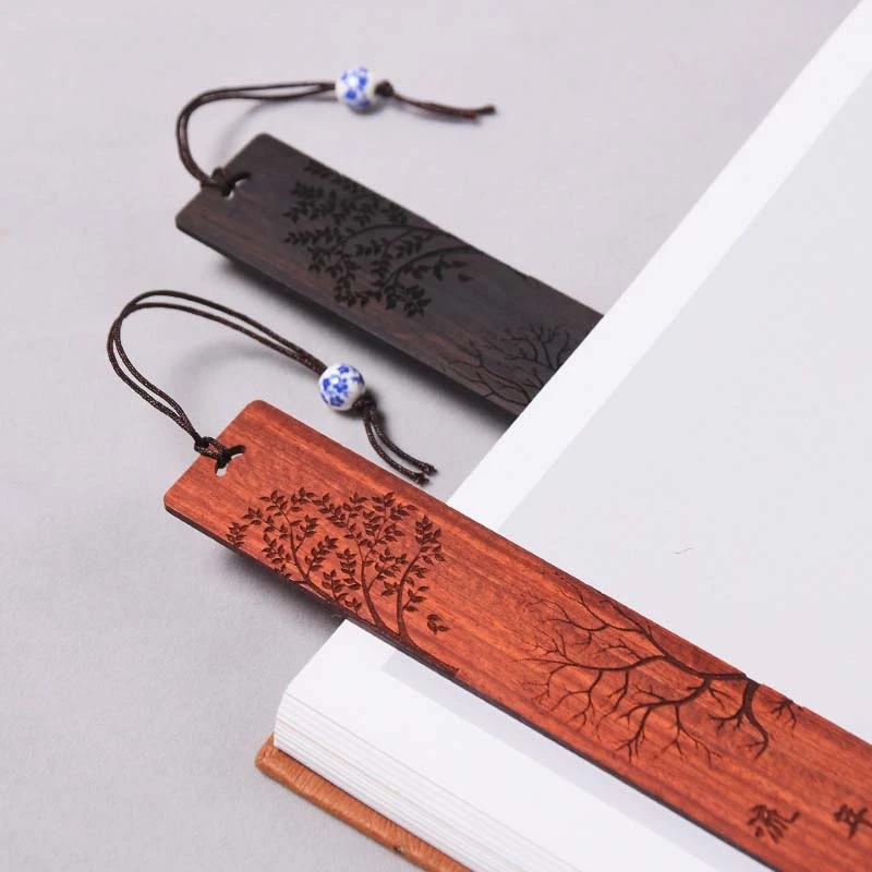 2Pcs Chinesische Retro Mahagoni Lesezeichen Kreative Carving Nostalgie Buch Clip Studenten Lesen Zubehör Schule Schreibwaren Versorgung
