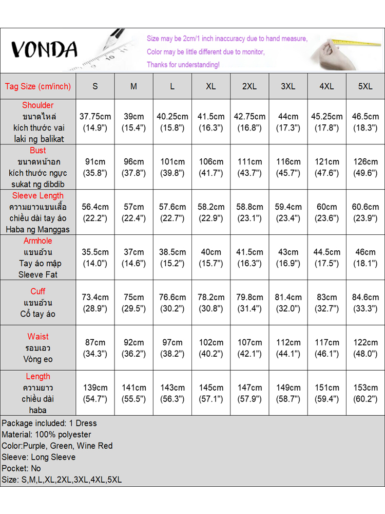 プラスサイズ VONDA 女性ヴィンテージマキシロングドレス 2024 ボヘミアンプリントサンドレスエレガントなフレア長袖ルーズローブカジュアル Vestido