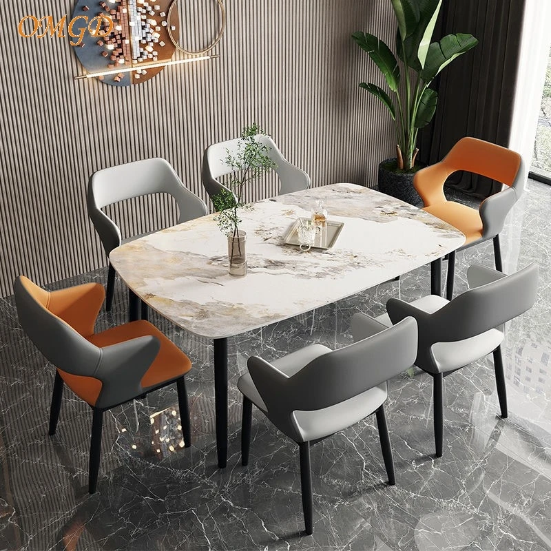 OMGD Light Luxury Backrest Simple Dining Table And Chairs High-grade Tea Table Chairs Negotiation Chairs Light Luxury Chairs