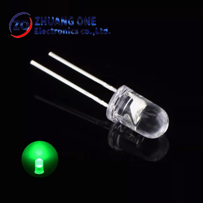 คุณภาพสูง LED โปร่งใสรอบ5มม.Super Bright Clear สีเขียวสีแดงสีขาวสีเหลืองสีฟ้าหลอดไฟ LED Emitting ไดโอด
