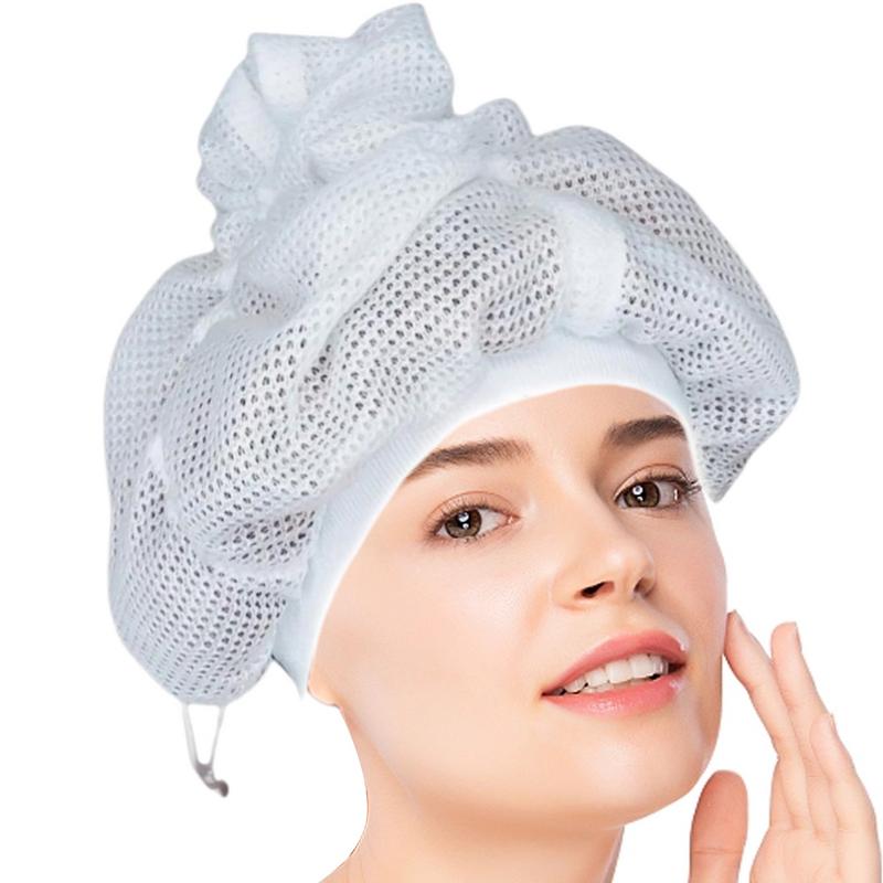 Reusable Net Plopping Bonnet Mesh Soulta Net Plopping Bonnet Adjustable Hair Drying Hoods Hair Net Snoods with Drawstring