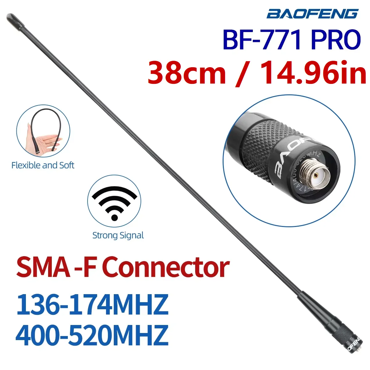 Baofeng BF-771 PRO Dwuzakresowa antena SMA-żeńska Walkie Talkie Antena biczowa do UV-5R BF-888S UV 21 PRO 5RH Quansheng UV-K6 UV K5
