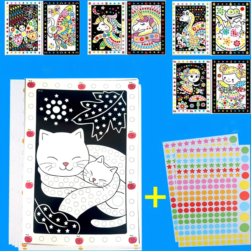 10 枚/ロット面白いパズルドットステッカー子供のためのかわいい漫画動物描画モザイクステッカー子供の早期教育忍耐