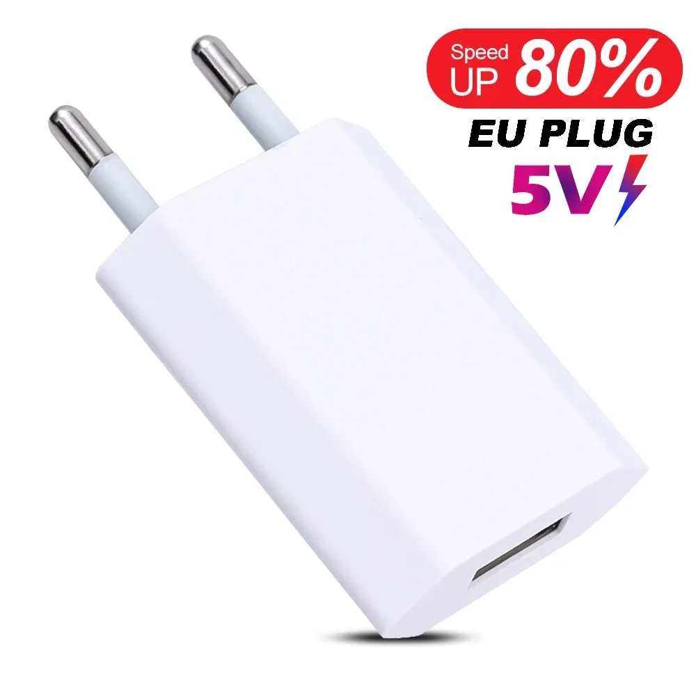 1-5 Pz Mini Universale 5 V 1A Spina UE USB Caricatore Del Telefono Da Parete Per iPhone Samsung Xiaomi Redmi Google Huawei Adattatore di Alimentazione del Caricatore