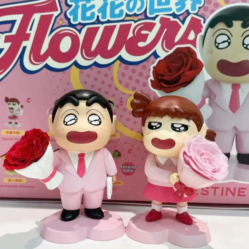Nuevo crayón Shin Chan caja ciega flor mundo vida eterna flor hecho a mano juguete de moda ornamento Anime estatuilla decoración juguetes regalo