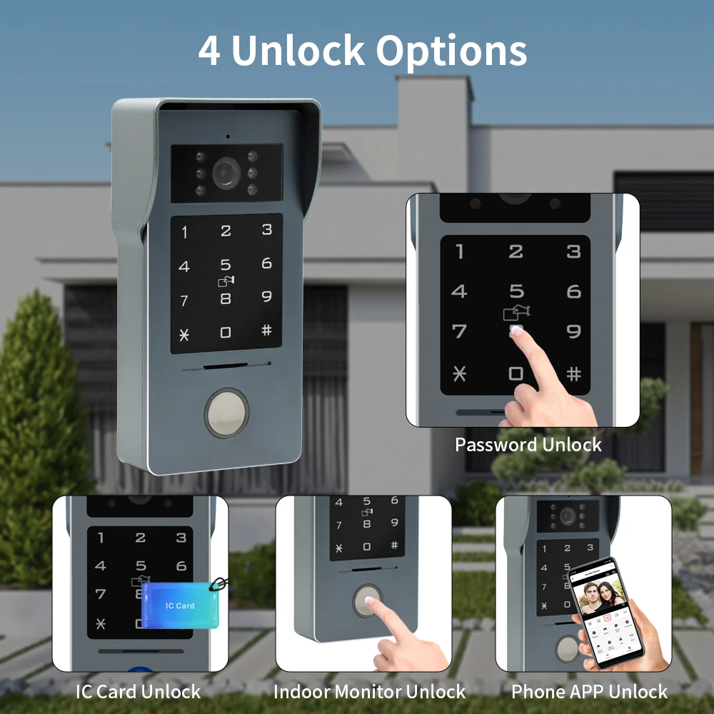 2-draads Smart Tuya Wifi 1080P Video-intercom Video Deurtelefoon Kleurenaanraakscherm Camera Deurbel Deurbeveiliging IP Villa RFID
