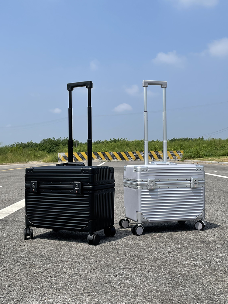 アルミフレーム荷物スーツケース旅行機内持ち込みバッグ水平スタイル男性と女性のためのカメラロングボックス 22 インチロック付き